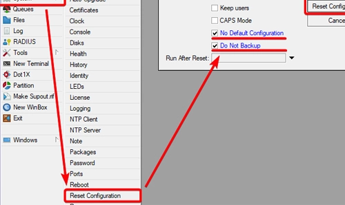 Reset Configuration Mikrotik router