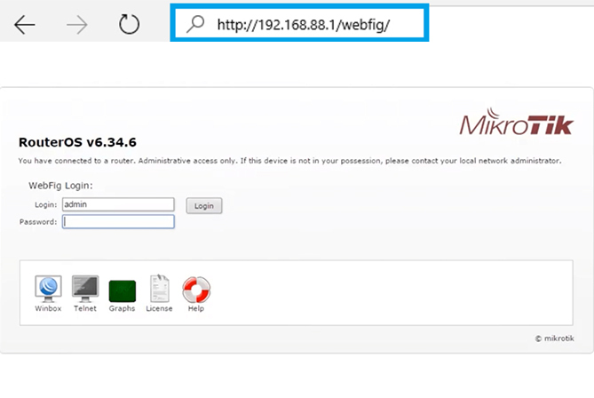 MikroTik Default Login